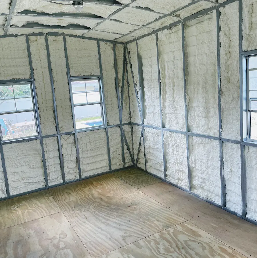 Closed-cell spray foam insulation applied to wall cavities in a residential project in Lewisburg